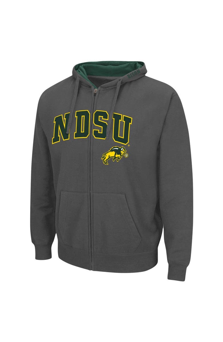 COLOSSEUM Men's Colosseum Charcoal NDSU Bison Arch & Logo 3.0 Full-Zip Hoodie, Alternate, color, Charcoal