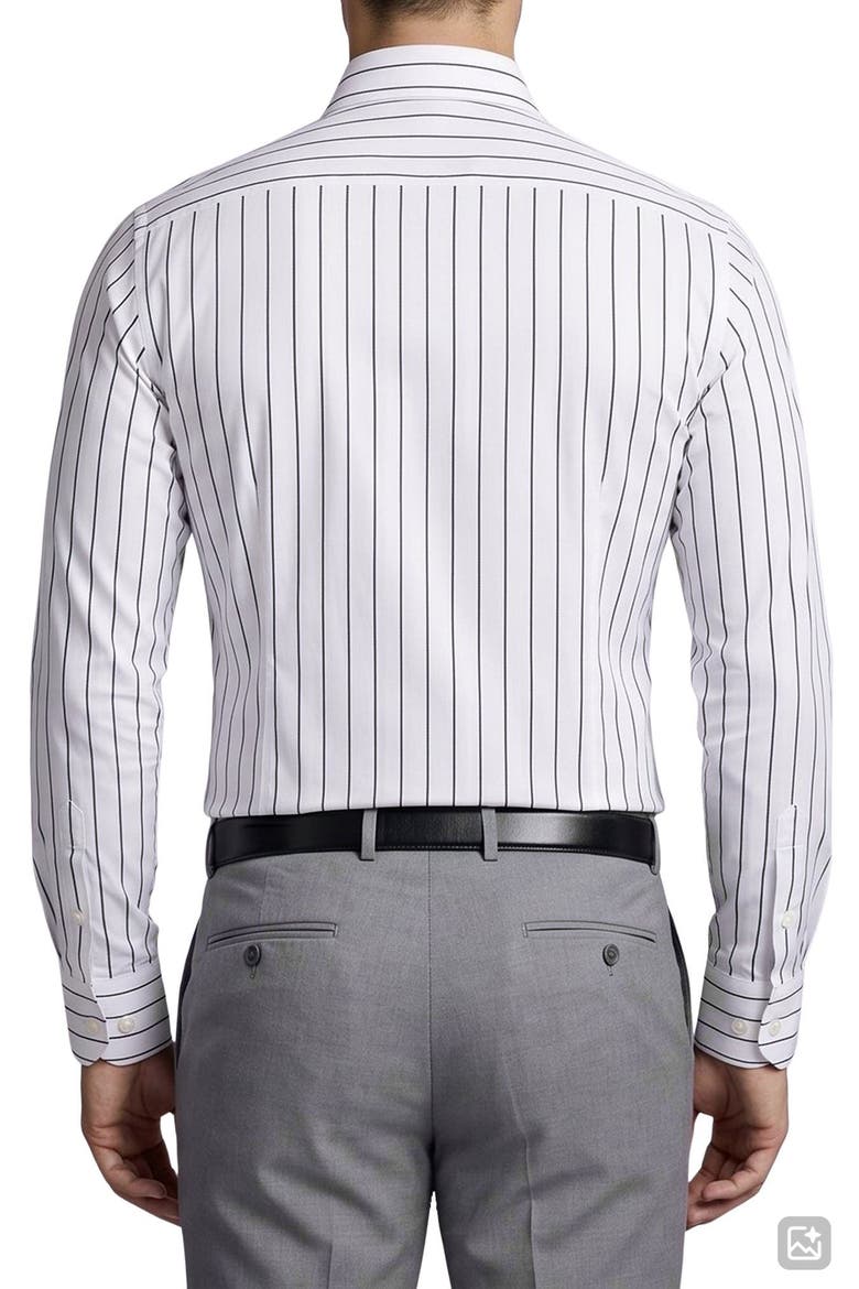 Stripe Cotton Dress Shirt, Alternate, color, WHITE