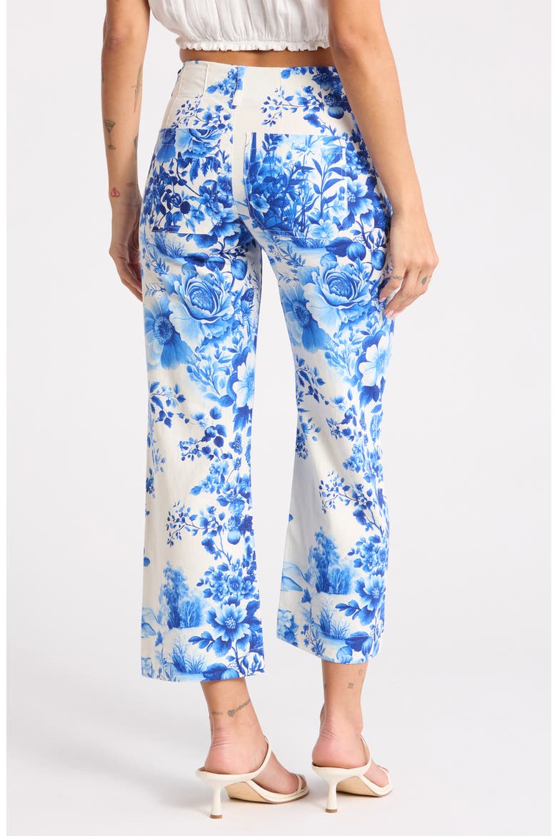 Floral Print Wide Leg Pants, Alternate, color, IVORY/ BLUE GARDEN