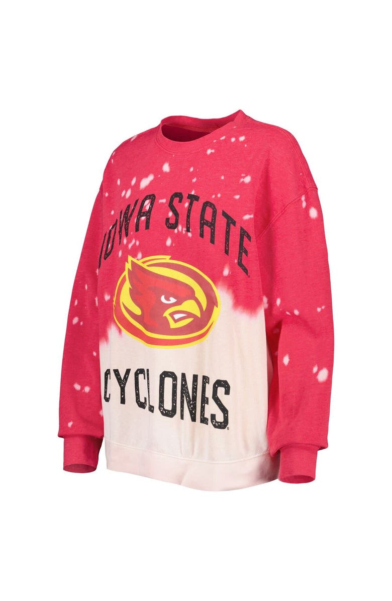 GAMEDAY COUTURE Women's Gameday Couture Cardinal Iowa State Cyclones Twice As Nice Faded Dip-Dye Pullover Long Sleeve Top, Alternate, color, Crimson