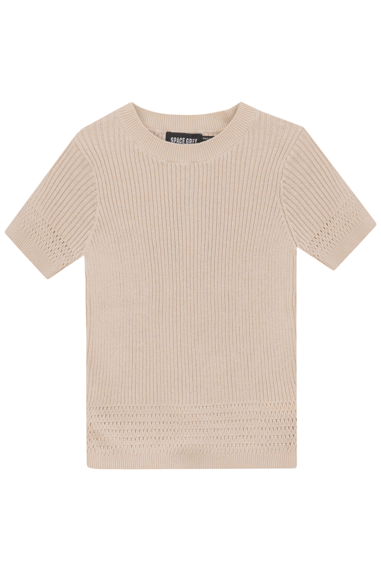 Short Sleeve Rib Knit Sweater, Main, color, Dark Almond