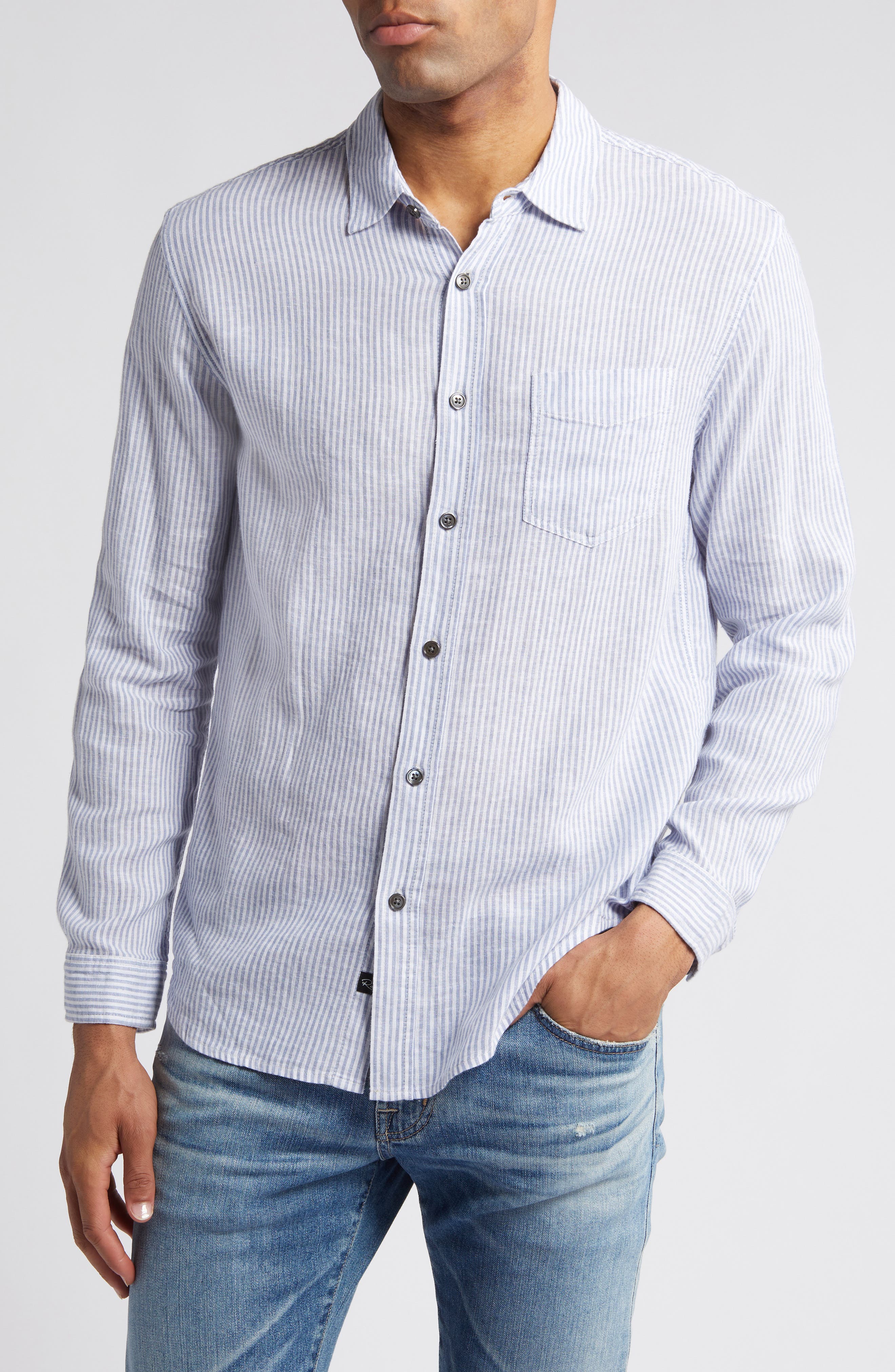 Rails Connor Stripe Linen Blend Button-Up Shirt