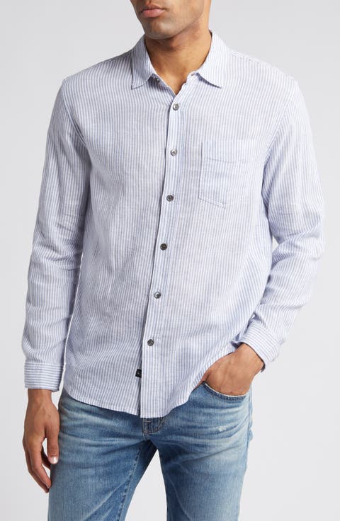 Connor Stripe Linen Blend Button-Up Shirt