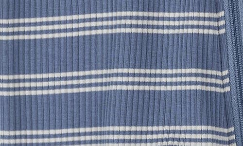 Firsts By Petit Lem Stripe Rib One-piece Pajamas In Blue