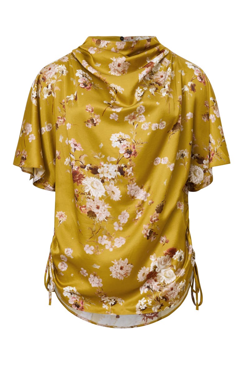 Leslie Floral Side Ruched Top, Alternate, color, ARMADA DEEP YELLOW