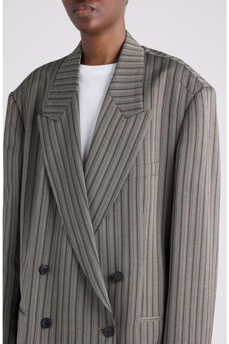 Bliss Stripe Double Breasted Blazer, Alternate, color, GREY
