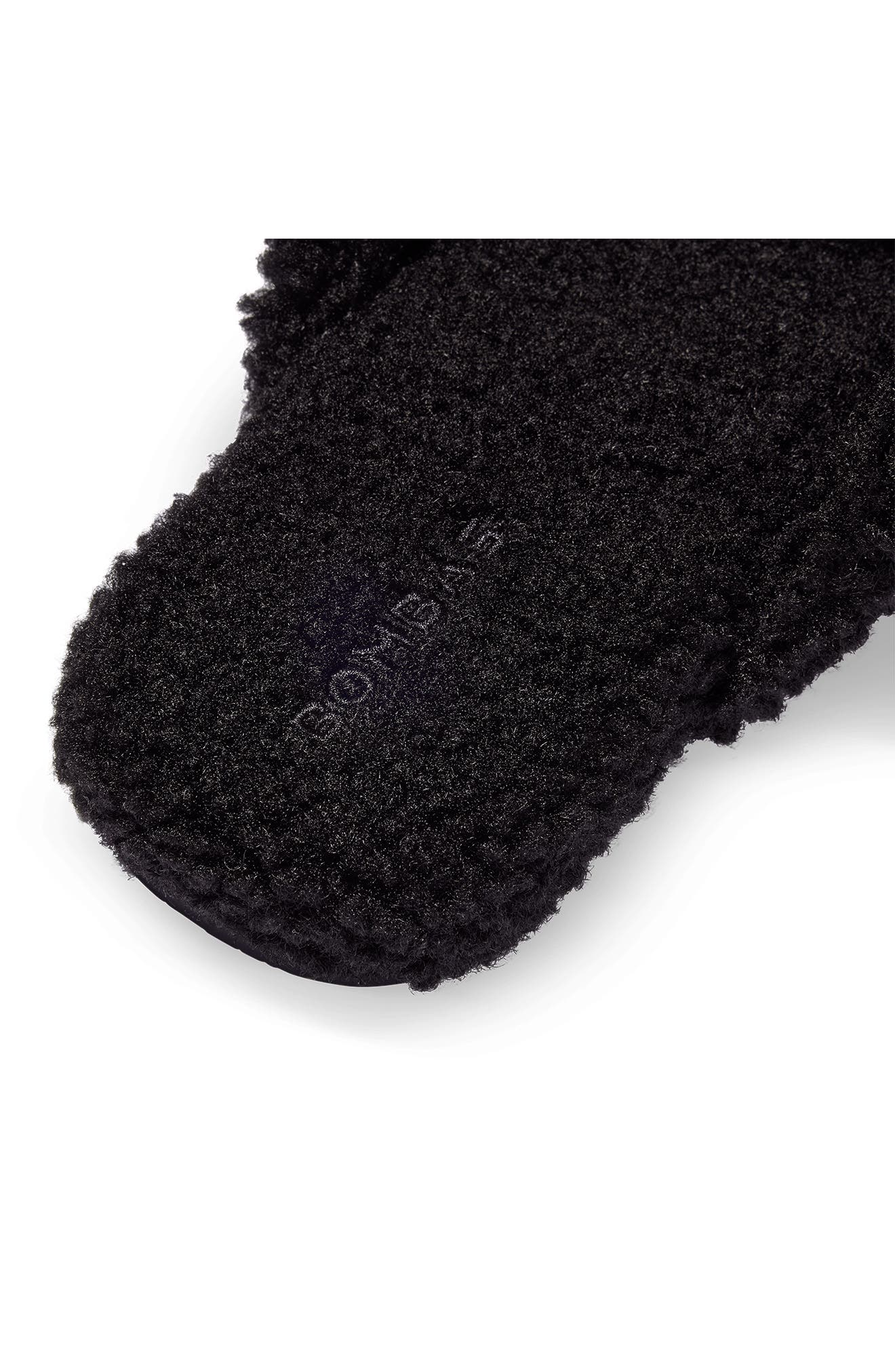 Saturday Faux Fur Slippers, Alternate, color, BLACK