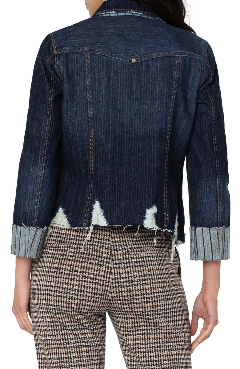 Liverpool Los Angeles x Living in Yellow Jennifer Raw Edge Cotton Denim Jacket, Alternate, color, 