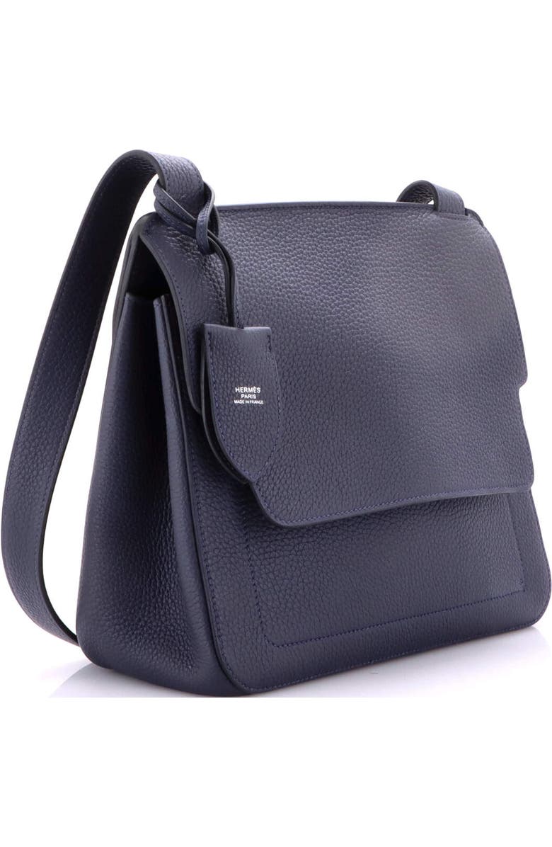 Pre-Owned Hermes Mali-Selle Messenger Bag Togo PM, Alternate, color, Bleu Nuit