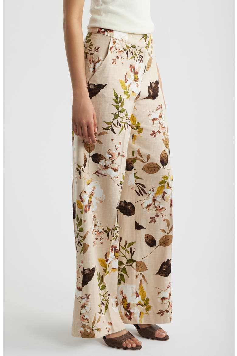 Print Wide Leg Pants, Alternate, color, SAND FLORAL