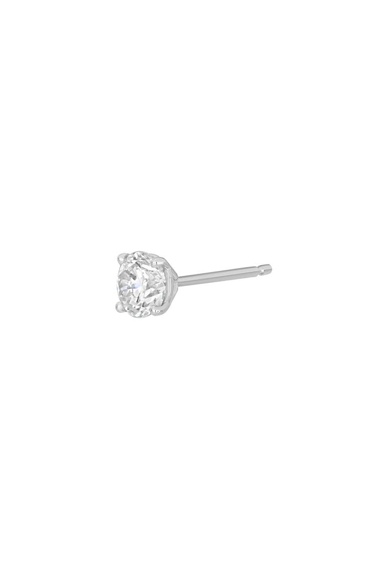 14K Gold Single Diamond Stud Earring, Main, color, 14K WHITE GOLD