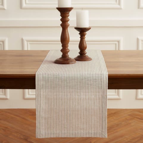Linen Table Runner for Dining Table, Holiday and Everyday Table Decor - Narrow Stripe
