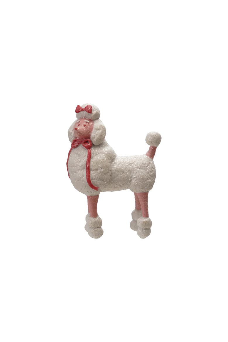 Resin Poodle with Bows, White & Pink with Sugar, Main, color, White & Pink