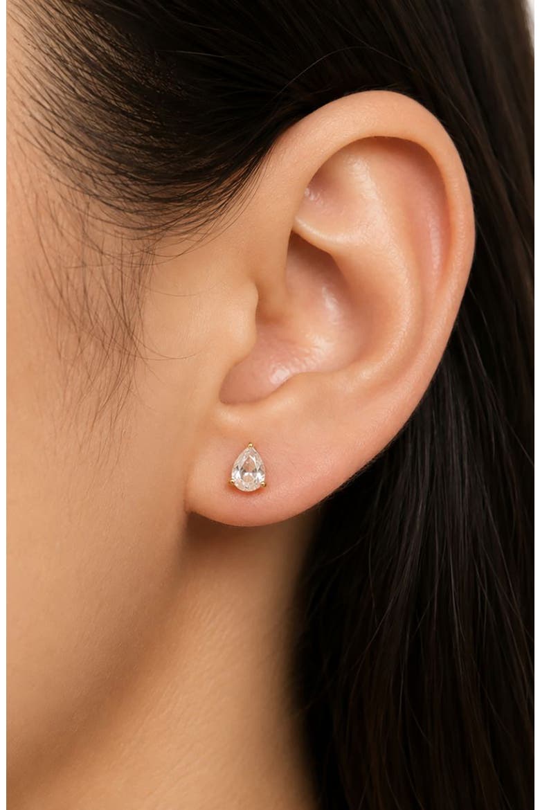 Pear Cubic Zirconia Stud Earrings, Alternate, color, GOLD