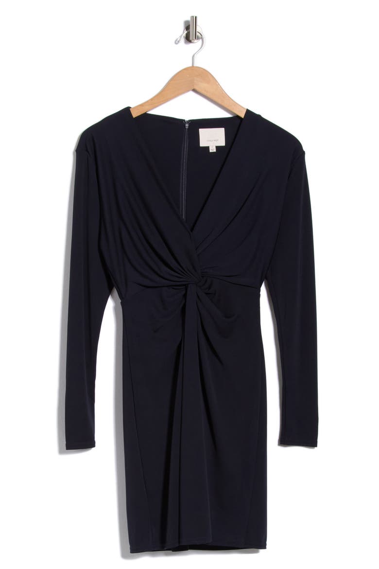 Lunara Knot Long Sleeve Jersey Dress, Main, color, NAVY
