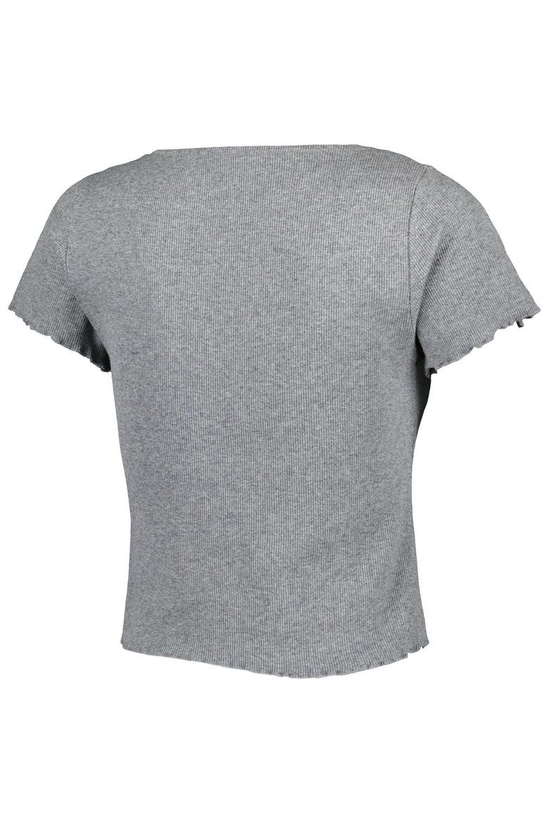 Women's Gray Arkansas Razorbacks Baby Rib Lettuce-Edge Trim T-Shirt, Alternate, color, Gray
