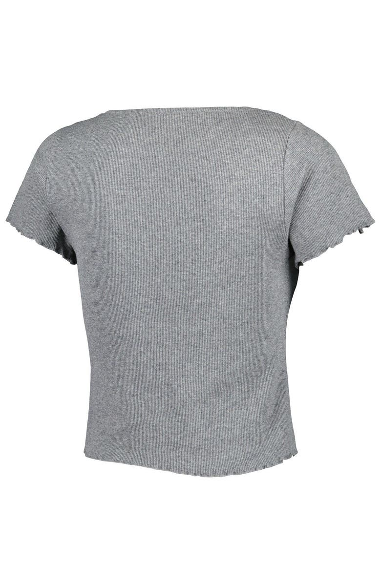 BOXERCRAFT Women's Gray Arkansas Razorbacks Baby Rib Lettuce-Edge Trim T-Shirt, Alternate, color, Gray