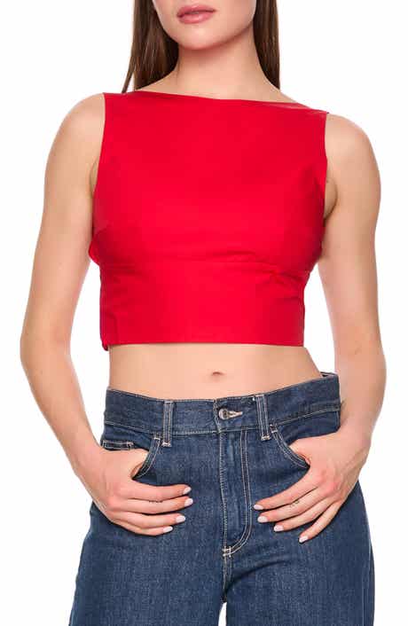 Susana Monaco Open Bow Back Cotton Poplin Top