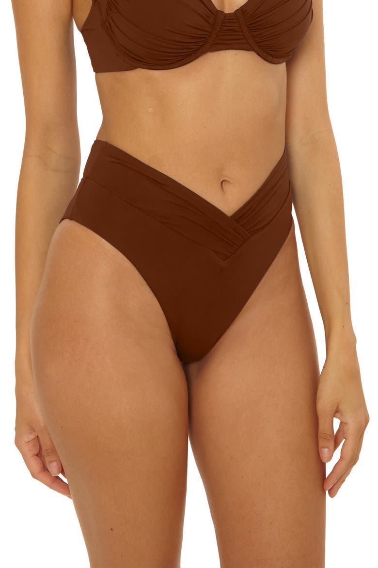 Color Code High Waist Bikini Bottoms, Alternate, color, DARK COCO