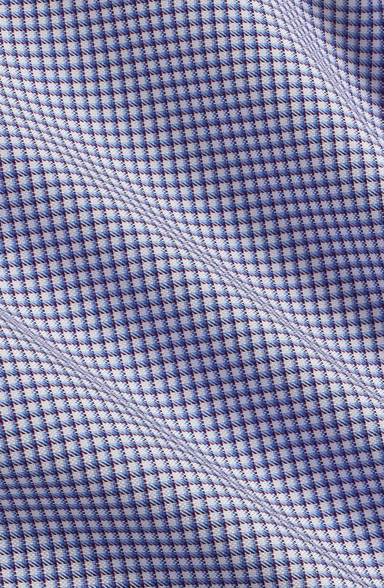 David Donahue Trim Fit Shadow Check Cotton Dress Shirt, Alternate, color, Merlot/ Sky