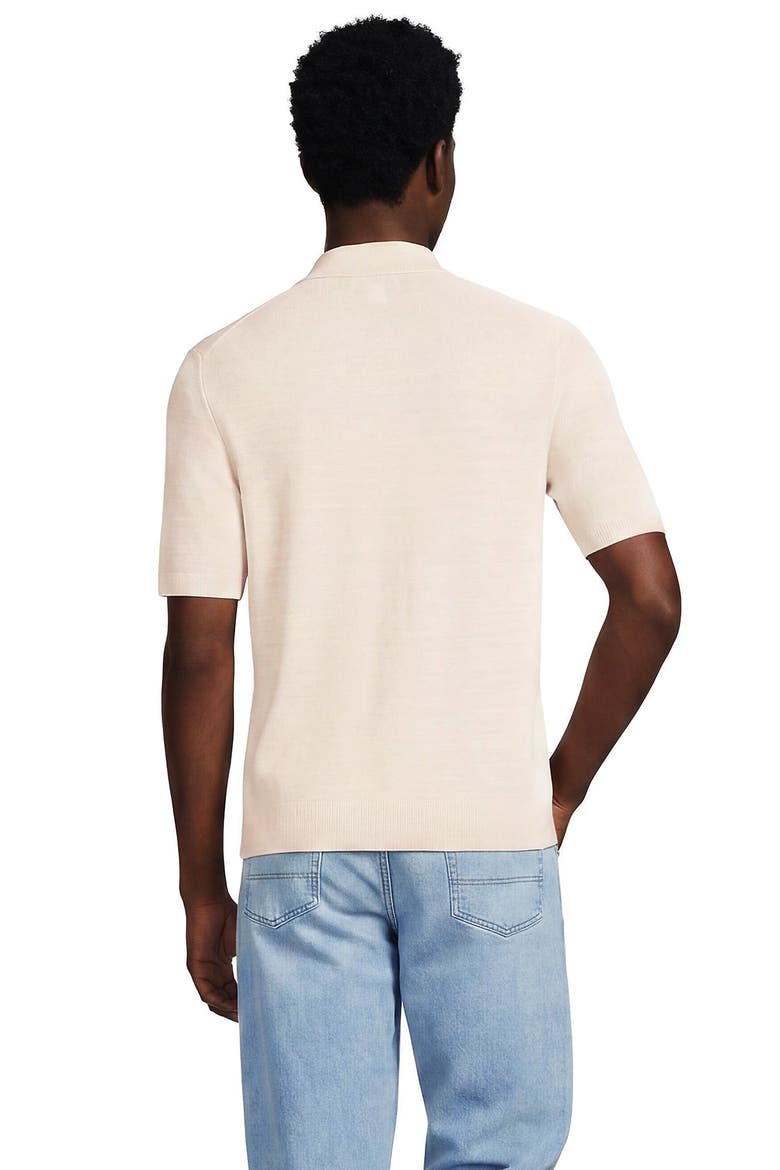 Short Sleeve Texture Stitch Button Through Sweater Polo, Alternate, color, Ivory Sand Heather
