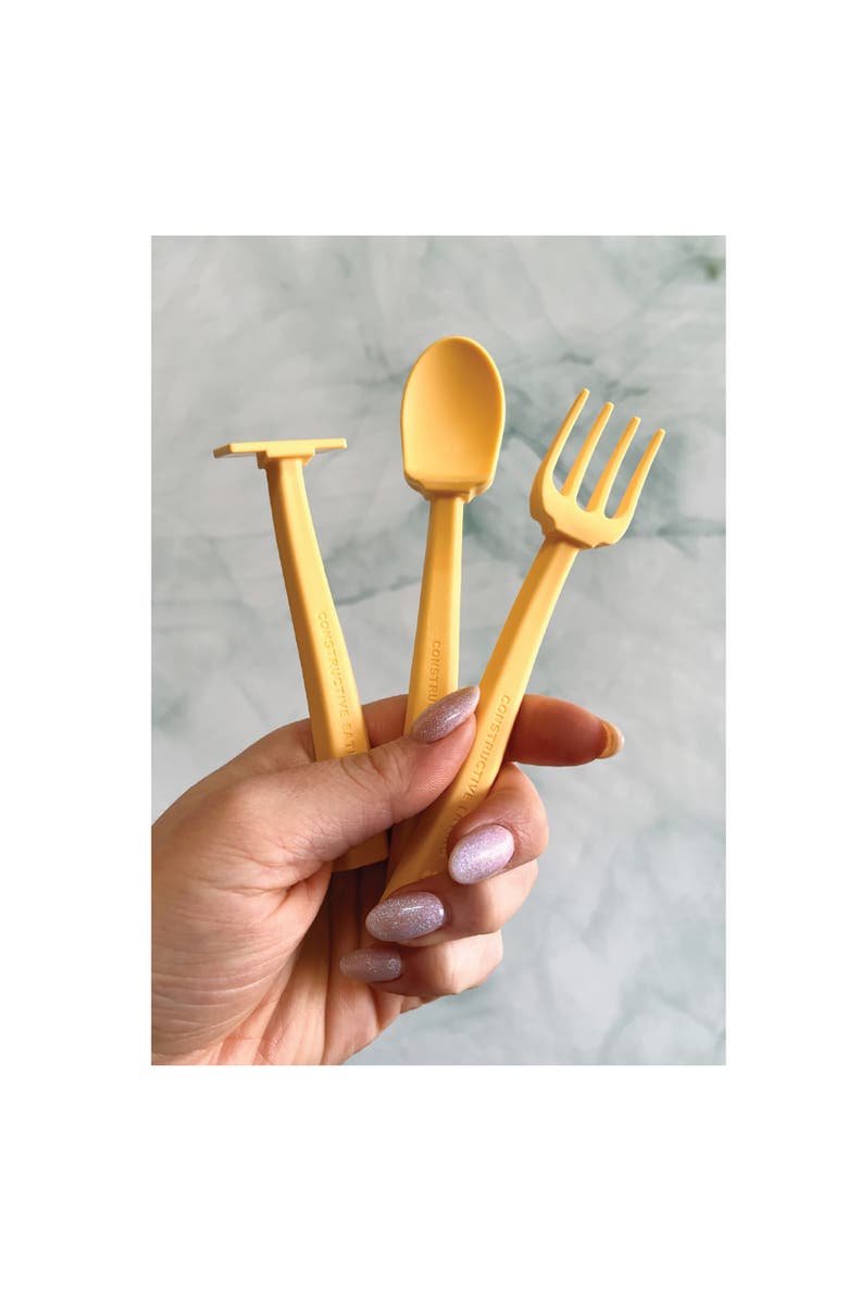 Constructive Eating Turtle Theme Divided Suction Training Plate and Utensils for Kids and Toddlers, Alternate, color, Green