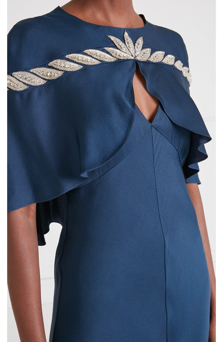 Temperley London Vine Cape Gown, Alternate, color, Midnight