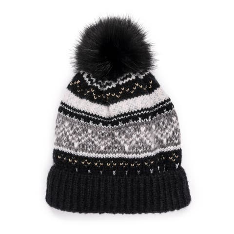 Women's Cuff Knit Beanie with Pom