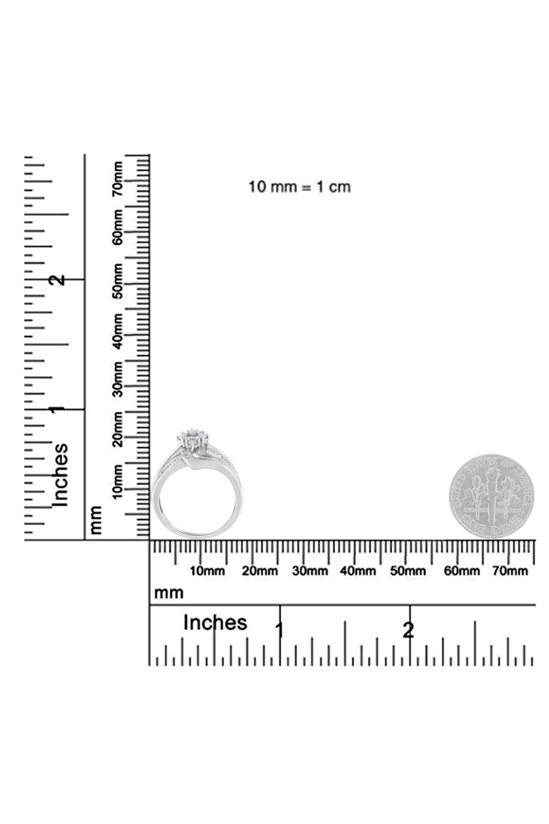 10K White Gold 1/2 cttw Diamond Bypass Cluster Ring, Alternate, color, White Gold