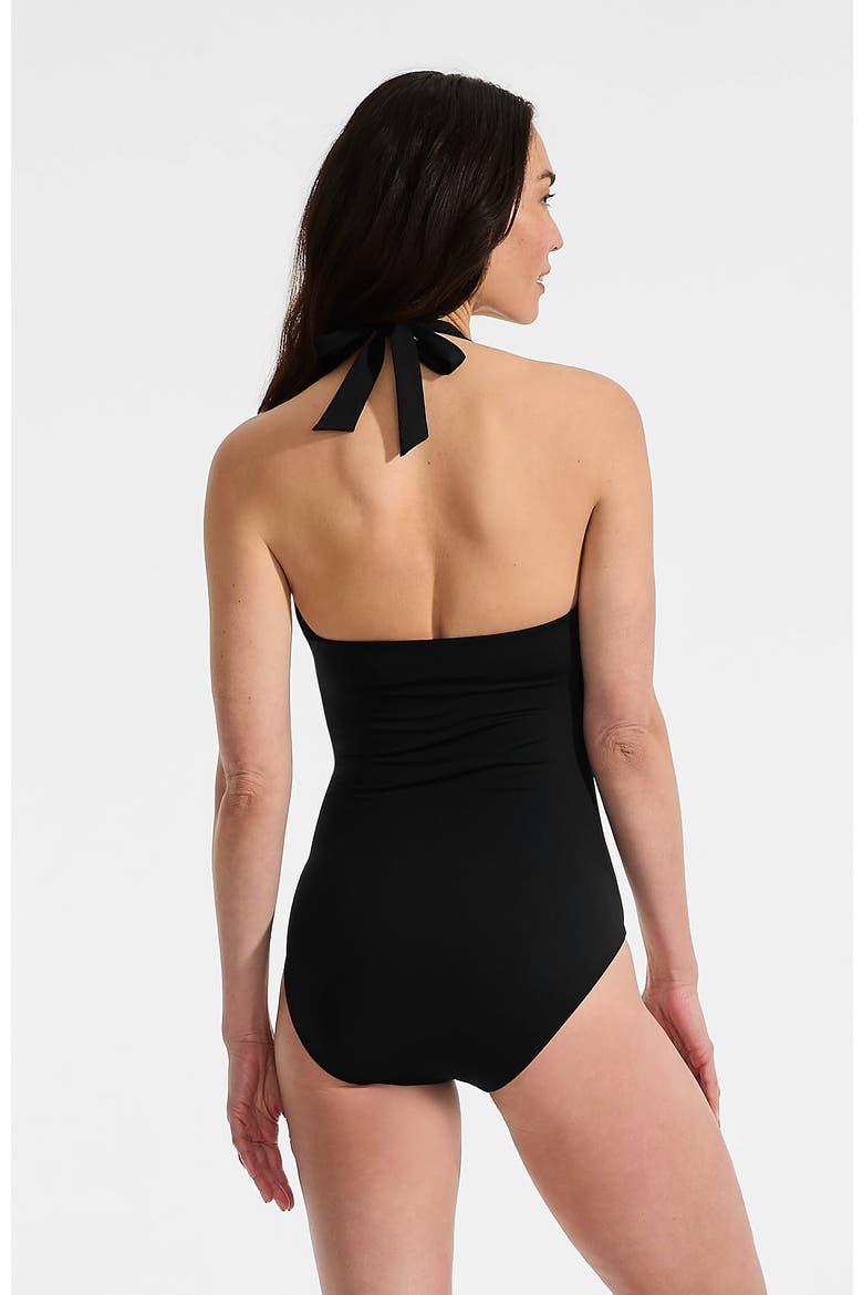 Knot Twist Halter One Piece, Alternate, color, Black