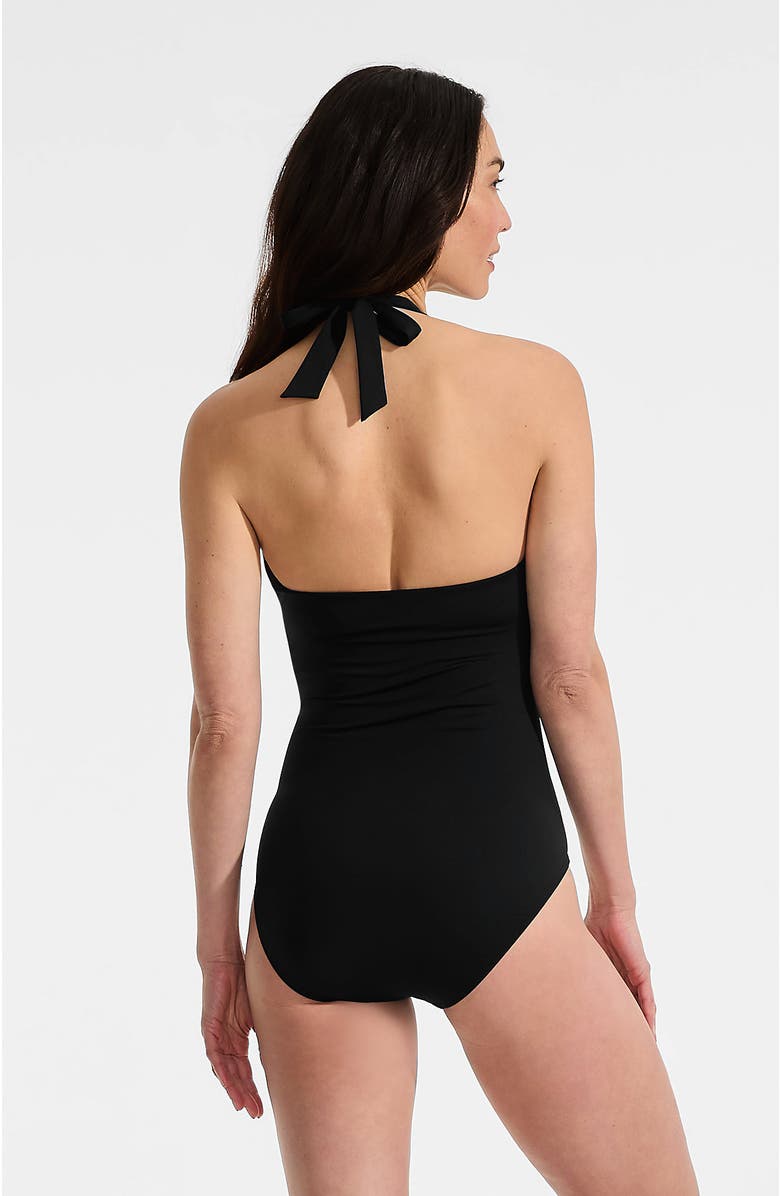 Lands' End Knot Twist Halter One Piece, Alternate, color, Black