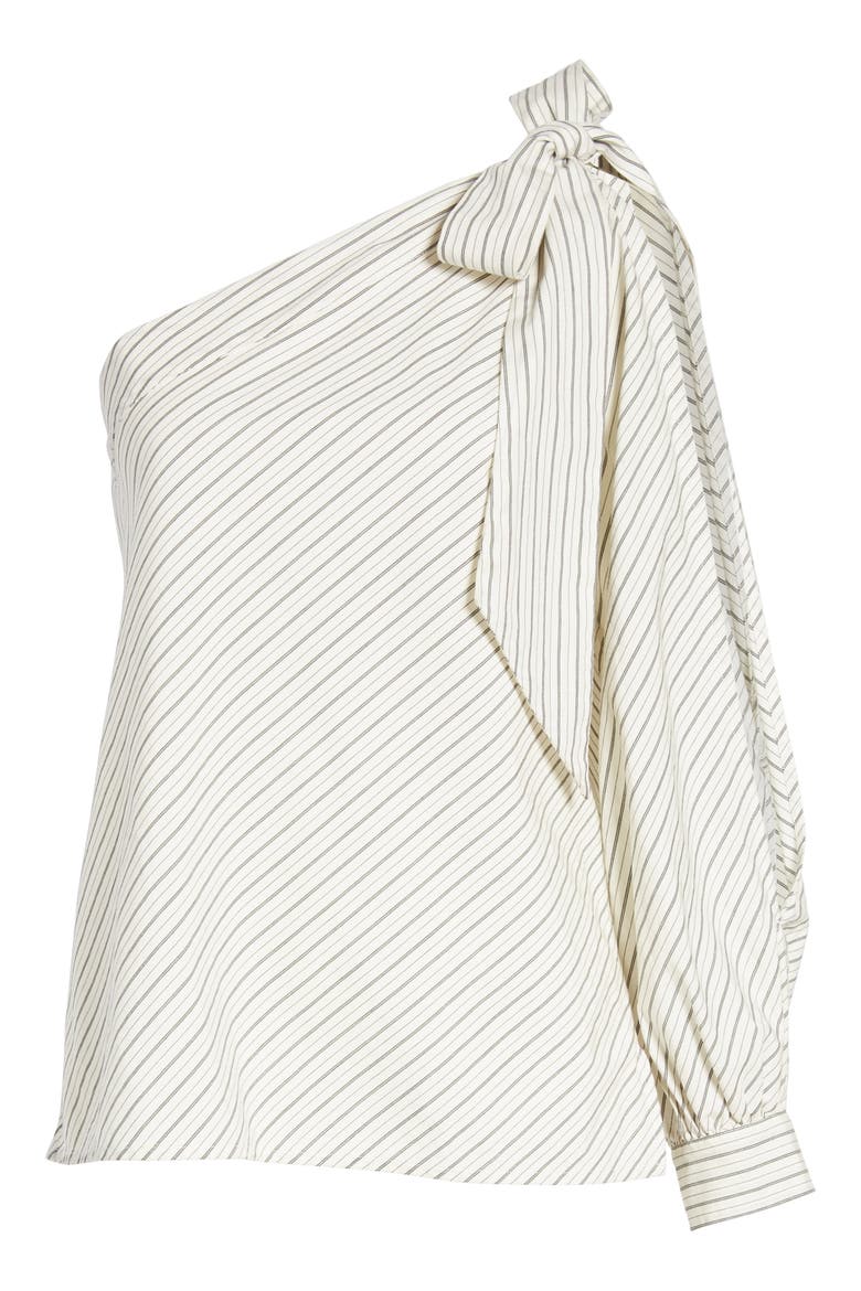 Split Sleeve One-Shoulder Top, Alternate, color, IVORY AVERY STRIPE