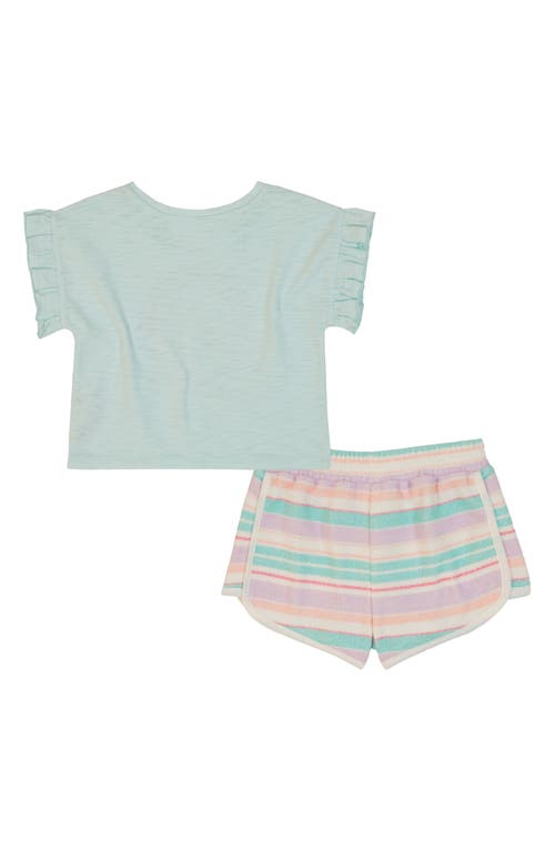 Roxy Beach Logo Graphic T-shirt & Loop Terry Shorts Set In Lilac