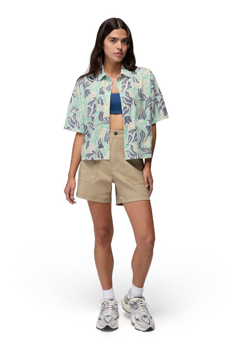 Railay Crop Button-Up Shirt, Alternate, color, SEA GLASS SEAWEED