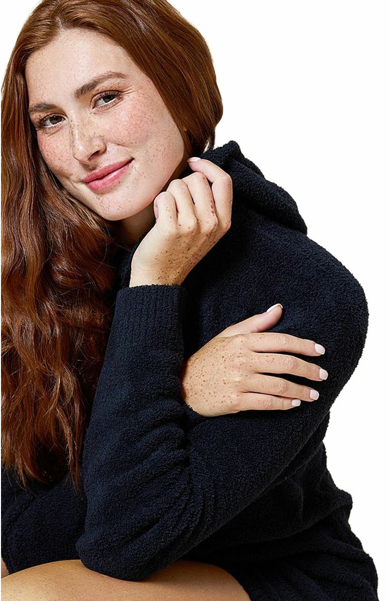 Softies Solid Marshmallow Hoodie Short Set, Alternate, color, Black