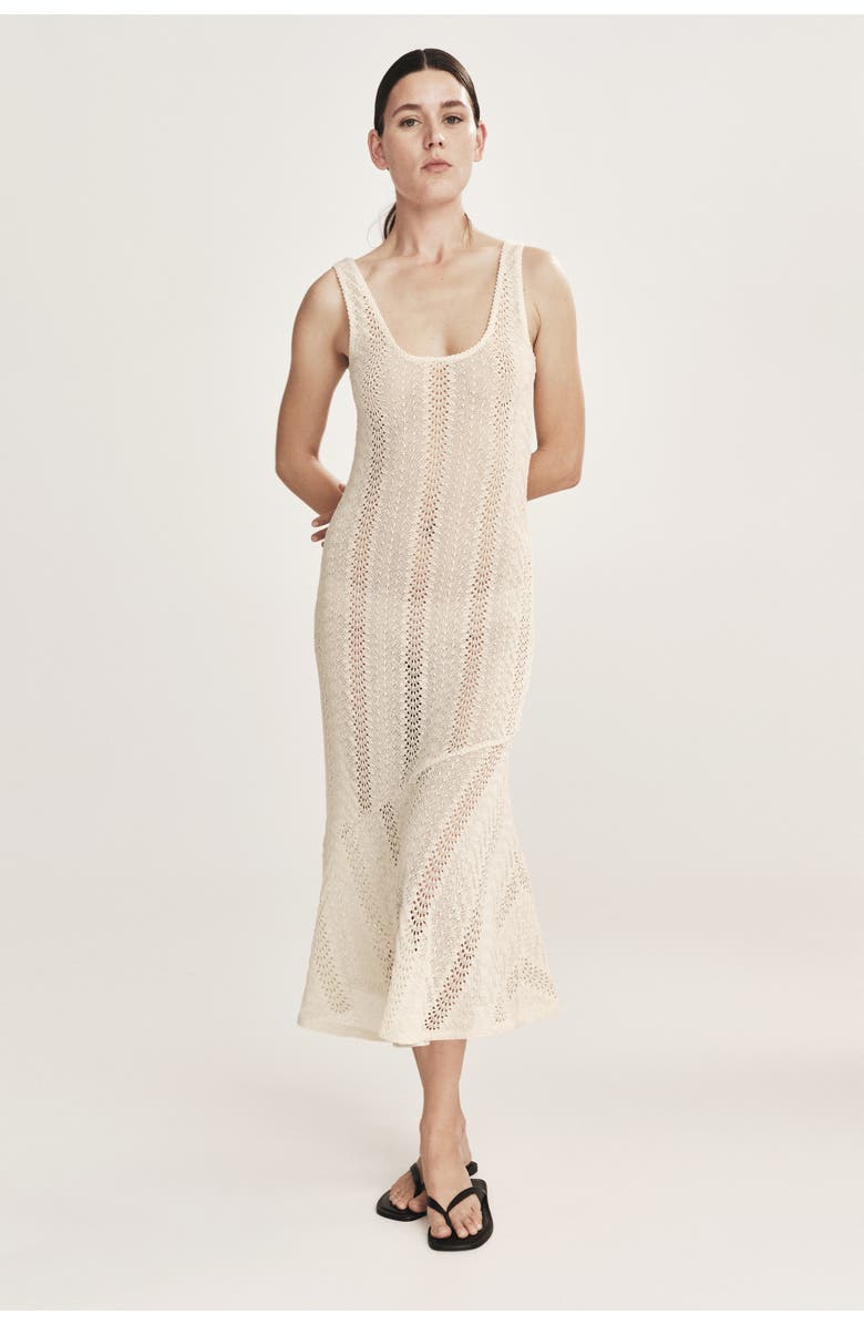 H&M Crochet-look Midi Dress, Alternate, color, Light Beige
