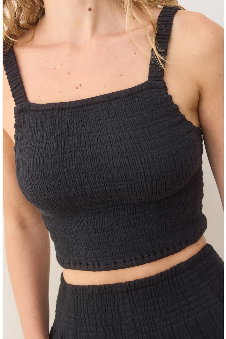 Lila Smocked Cotton Gauze Camisole, Alternate, color, BLACK