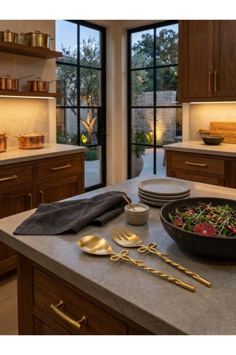 Imperial Salad Servers, Alternate, color, Gold