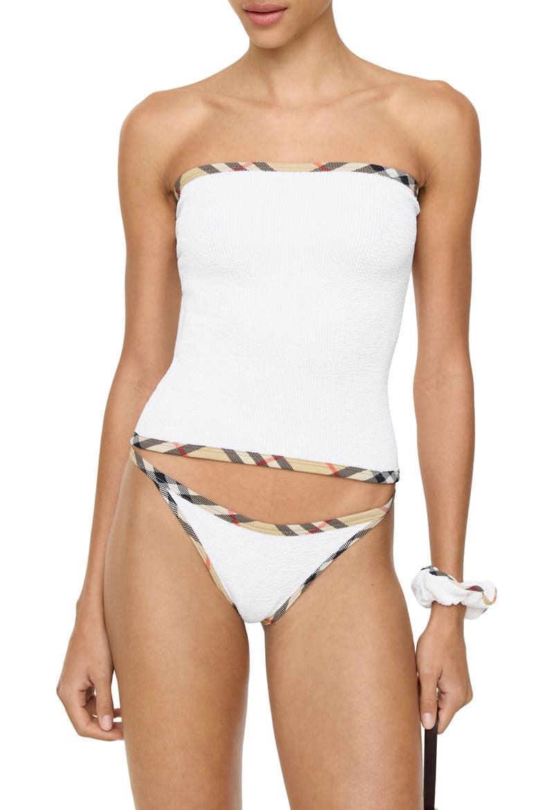 Devyn 2-in-1 Swim Skirt/Tube Top & Matching Scrunchie Set, Alternate, color, WHITE