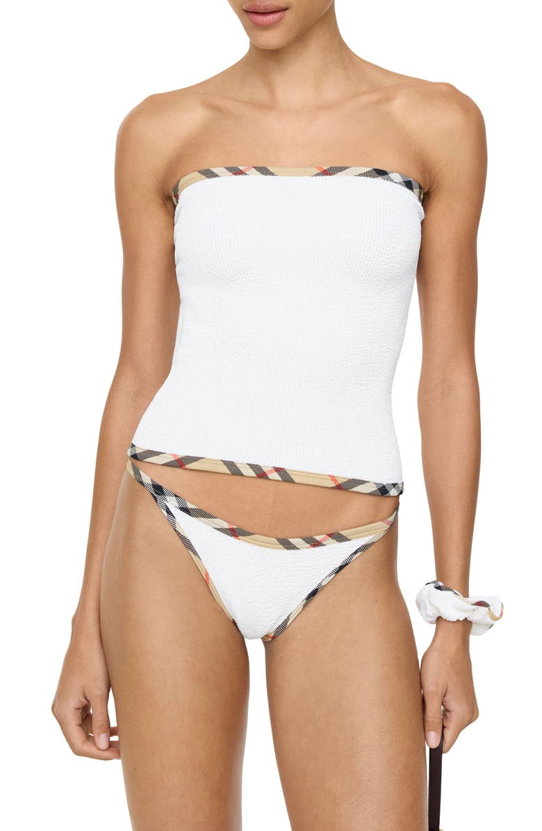 Burberry x Hunza G Devyn 2-in-1 Swim Skirt/Tube Top & Matching Scrunchie Set, Alternate, color, White