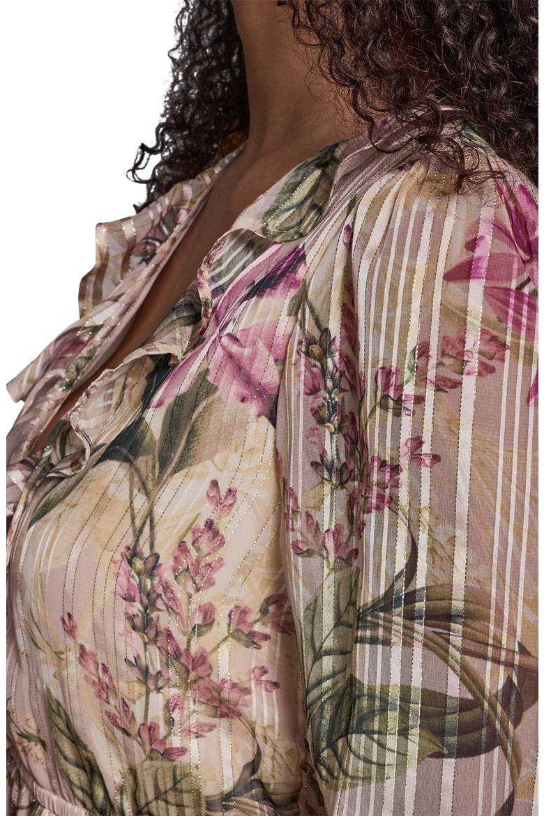 Floral Printed Chiffon Minidress, Alternate, color, SHELL MULTI