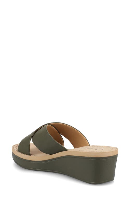 Journee Collection Women's Biara Crisscross Platform Wedge Sandals In Olive