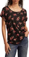 Lucky Brand Abstract Floral Short Sleeve Knit Top