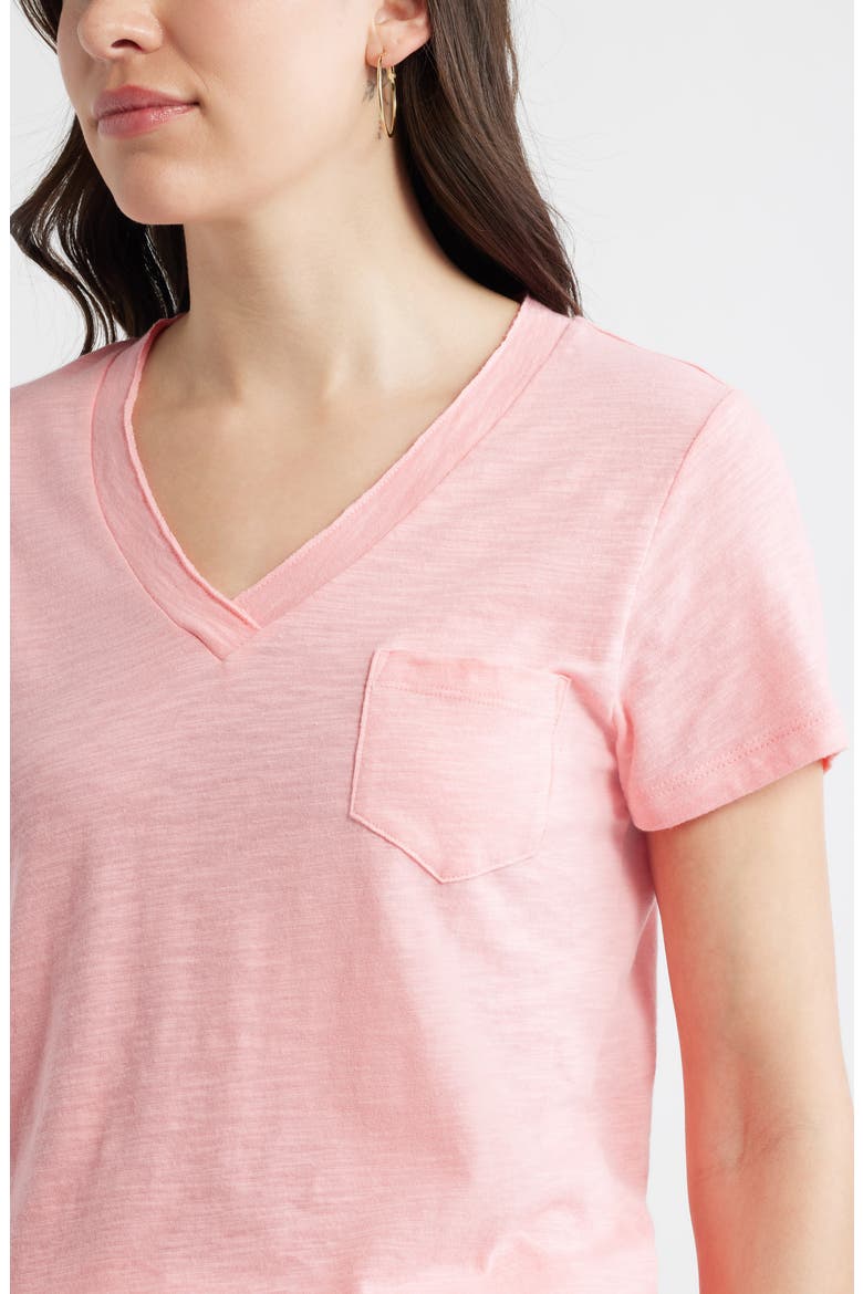 Cotton & Modal V-Neck T-Shirt, Alternate, color, PINK DIANTHUS