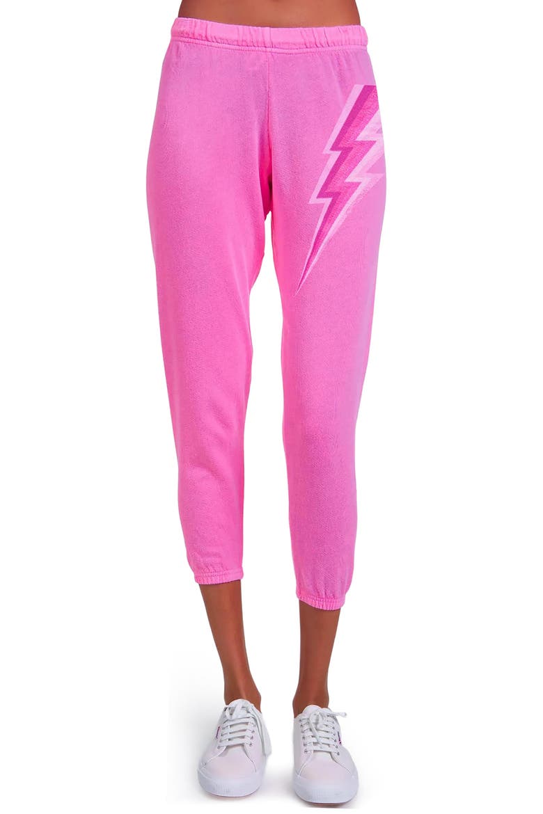 Alana x Pink Lightning Bolt Sweatpants, Alternate, color, Neon Pink