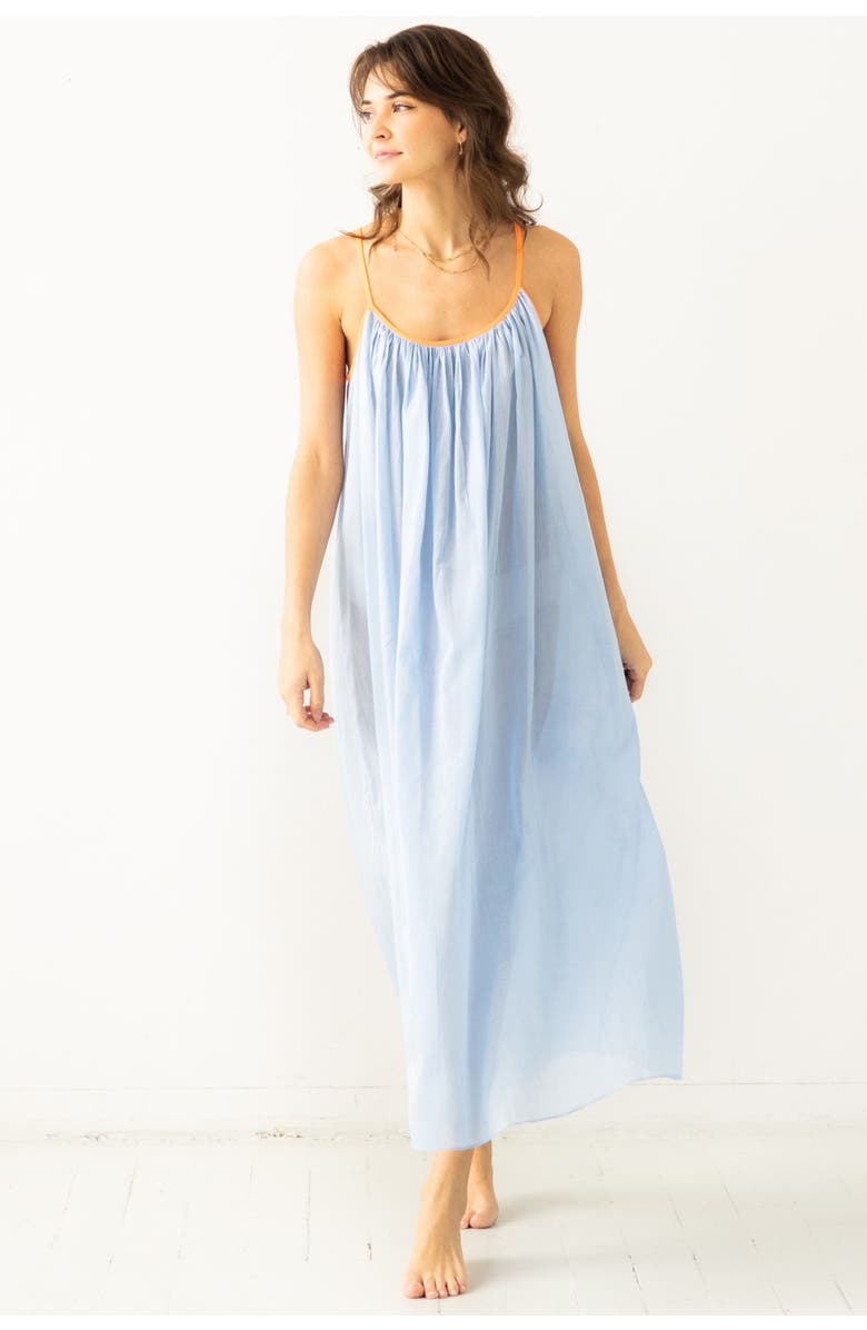 SALUA The Marigold Cotton Lounge Dress, Main, color, Periwinkle/Neon Pink