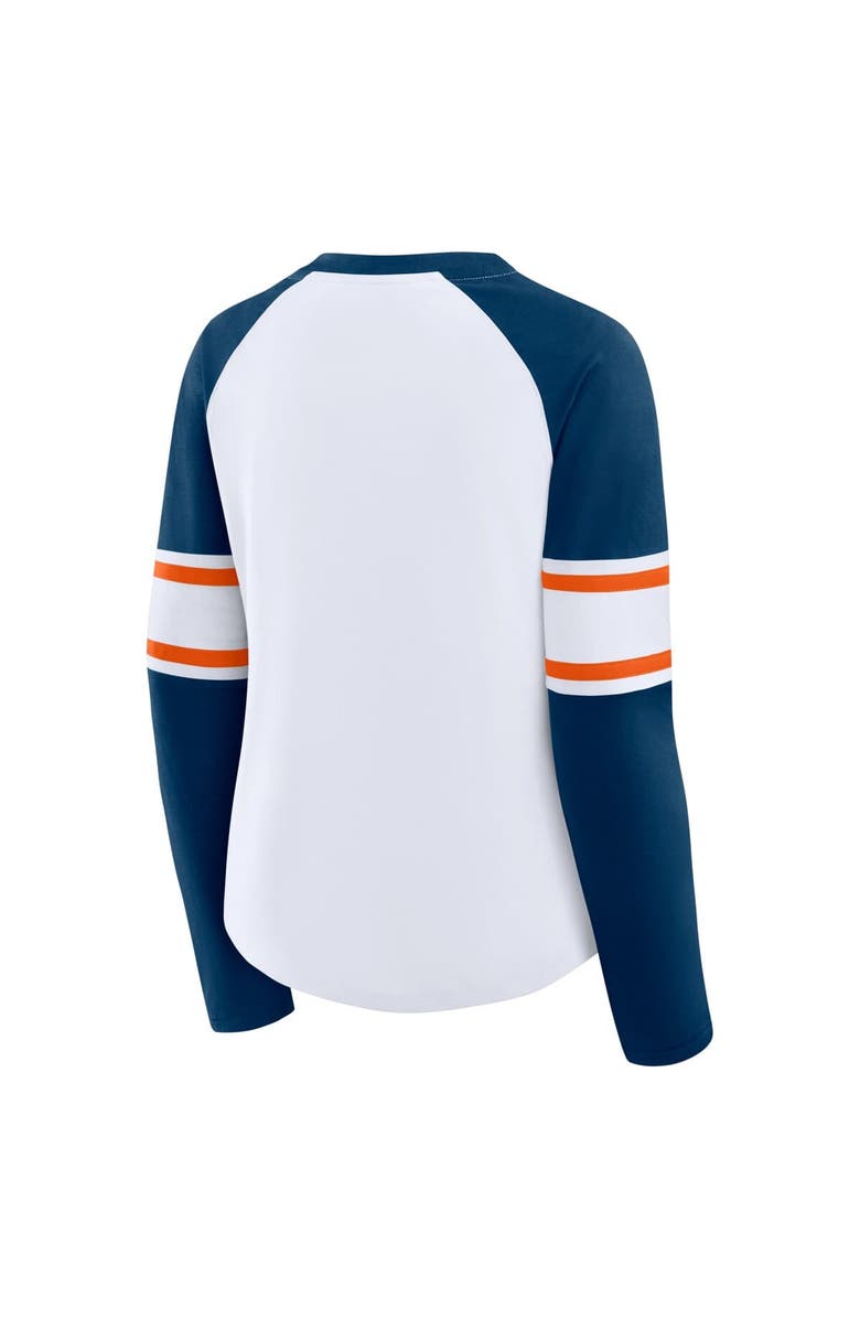 FANATICS Women's Fanatics White/Navy Chicago Bears Redzone Blitz Package Raglan Lace-Up V-Neck Long Sleeve T-Shirt, Alternate, color, White