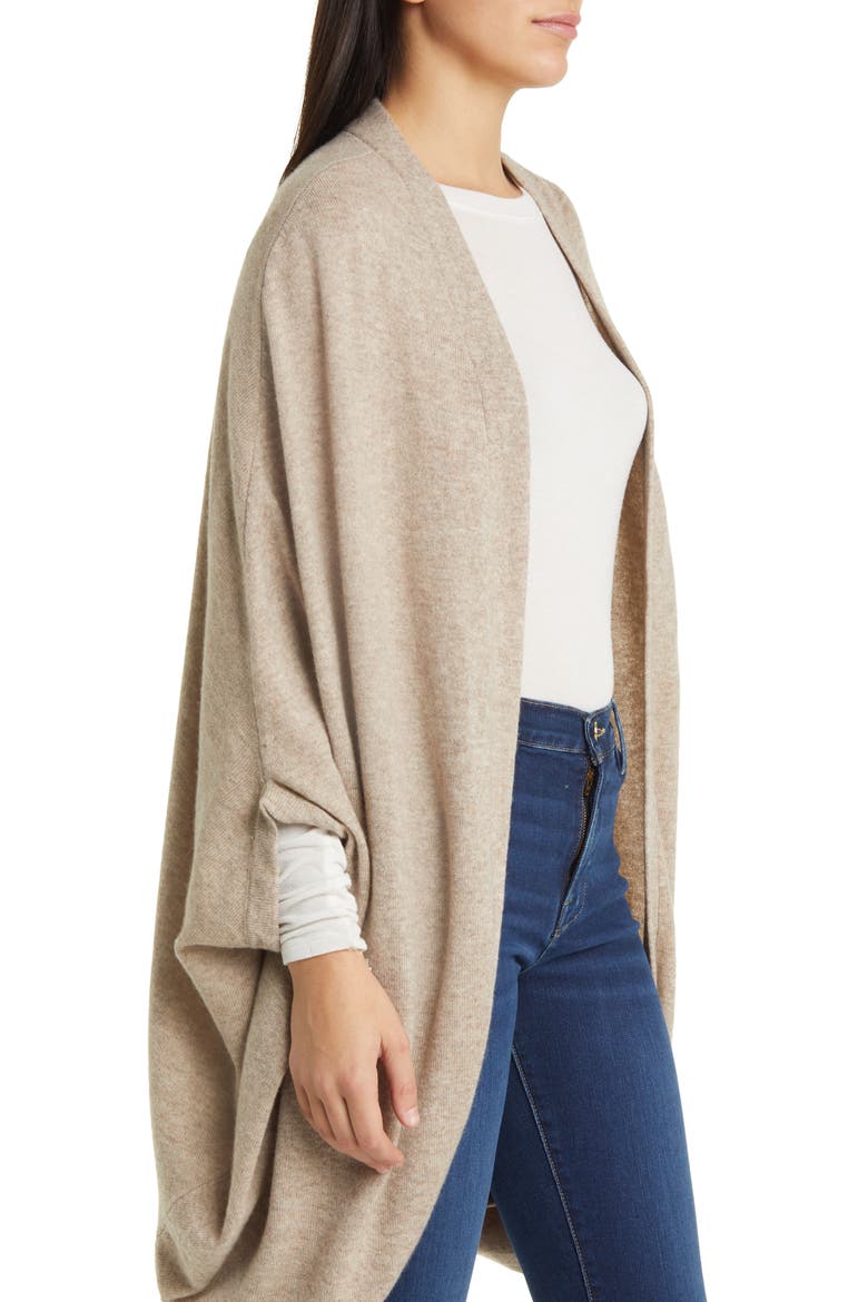 Wool & Cashmere Coccoon Wrap, Alternate, color, CAMEL