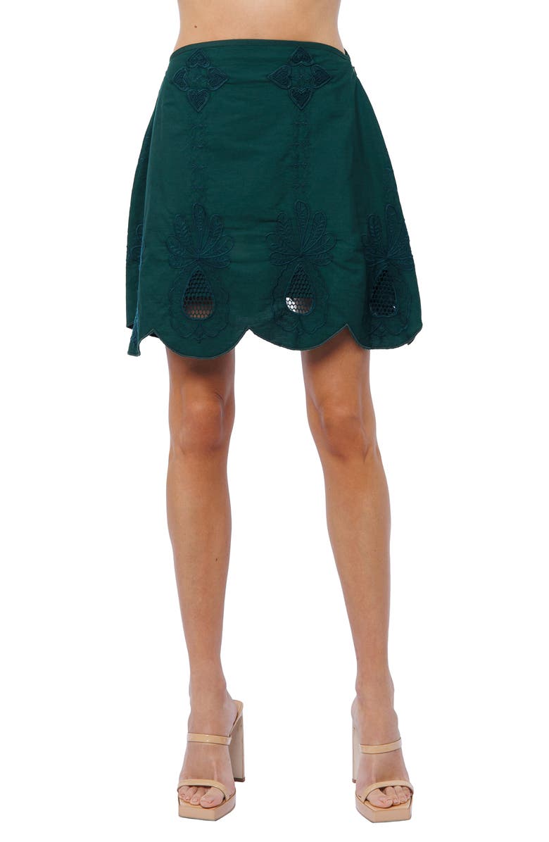 CIEBON Annie Scalloped Miniskirt, Main, color, Green
