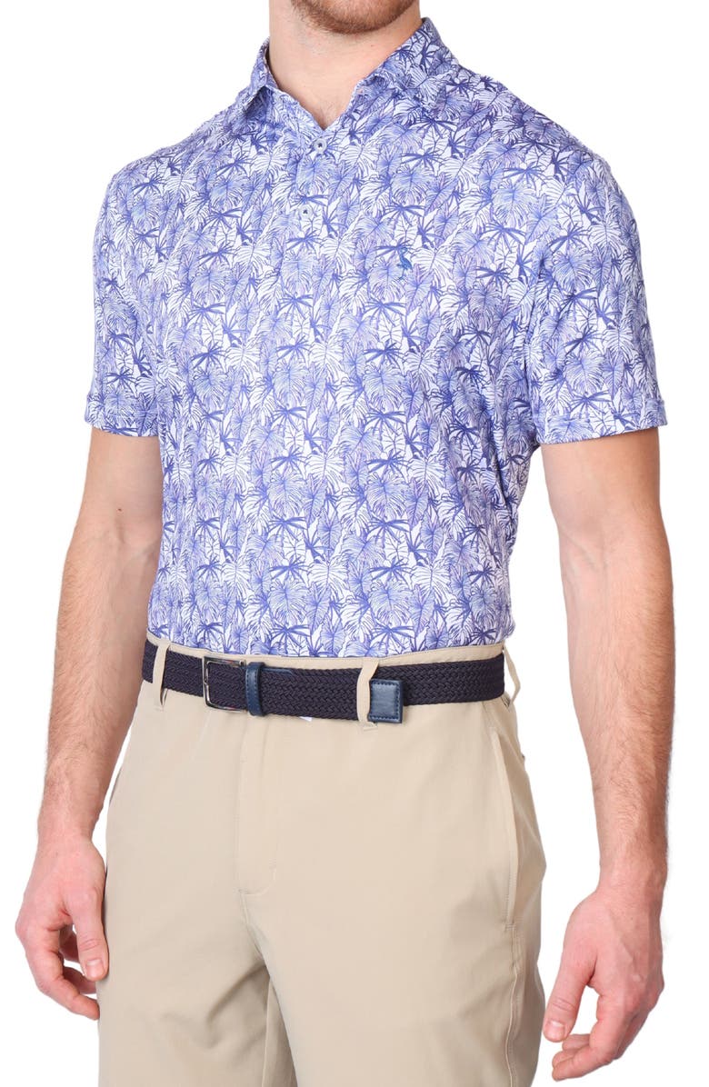 TailorByrd Outlined Leaves Performance Polo, Alternate, color, Navy
